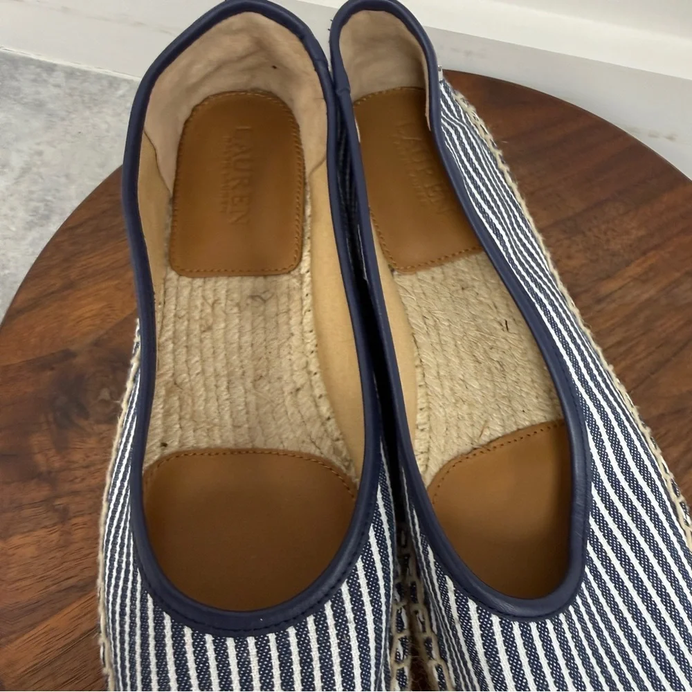 The Lauren‎ Ralph Lauren Luize Striped Canvas Ballet Espadrille Sz 7